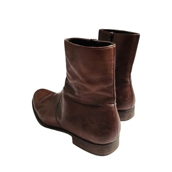 MAGNANNI Brown Leather Zip Ankle Chelsea Boots Minimalist Dress Boots 10